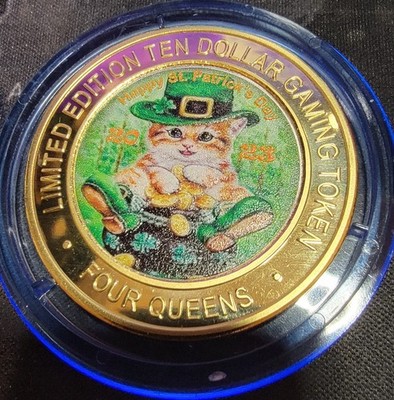 2023 FOUR QUEENS $10 BLUE Cap Silver Strike IRISH KITTY St Patty Release