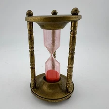 Vintage Brass Hour Glass Sand Timer 3"