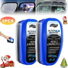 2X Automotive Oil Film Cleaning Brush Reusable Car Glass Cleaning Board Remover 