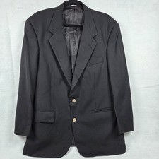 Vintage 90s Burberrys Black Wool Blazer Super 100's Union Made USA