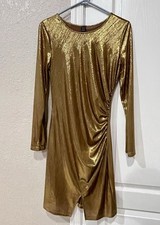 SHEIN | Elegant Gold Ruched Bodycon Dress