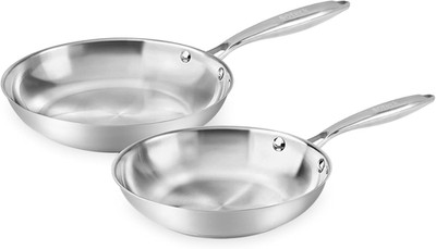Stainless Steel Frying Pan Set 2 Piece, 8,10 Inch Tri-Ply Frying Pans Non Stick,