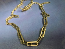 14K Gold Plated Paper Clip Necklace 18 Inches
