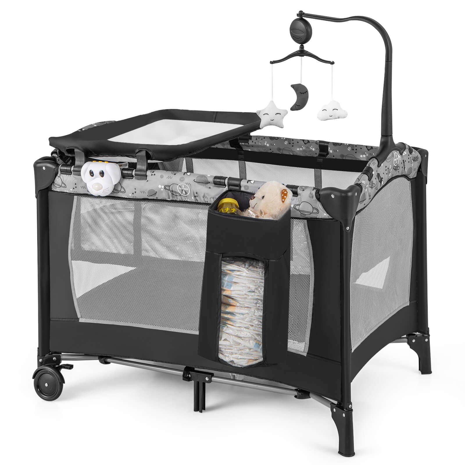 3-in-1 Baby Bassinet Portable Pack and Play w/ Removable Changing Table Mattress