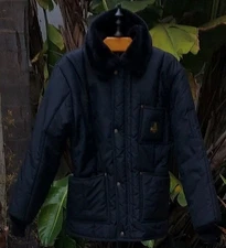 REFRIGIWEAR Men's Black Freezer Jacket Warm Insulated Faux Fir Collar EUC Medium