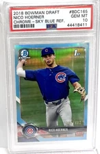 2018 Bowman Chrome Sky Blue Refractor /402 Nico Hoerner RC Rookie Cubs PSA 10