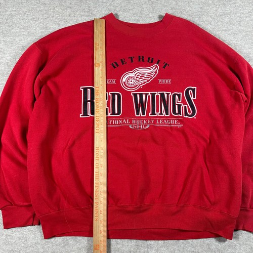 Felpa VINTAGE Detroit Redwings girocollo adulto XL hockey rosso boxy 26x26 - Foto 5 di 10