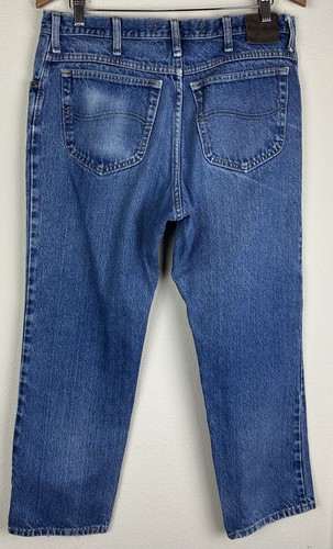 Jeans da lavoro vintage Y2K Lee denim *SLIM FIT* 34x28 REALI sbiaditi invecchiati grunge - Foto 9 di 13