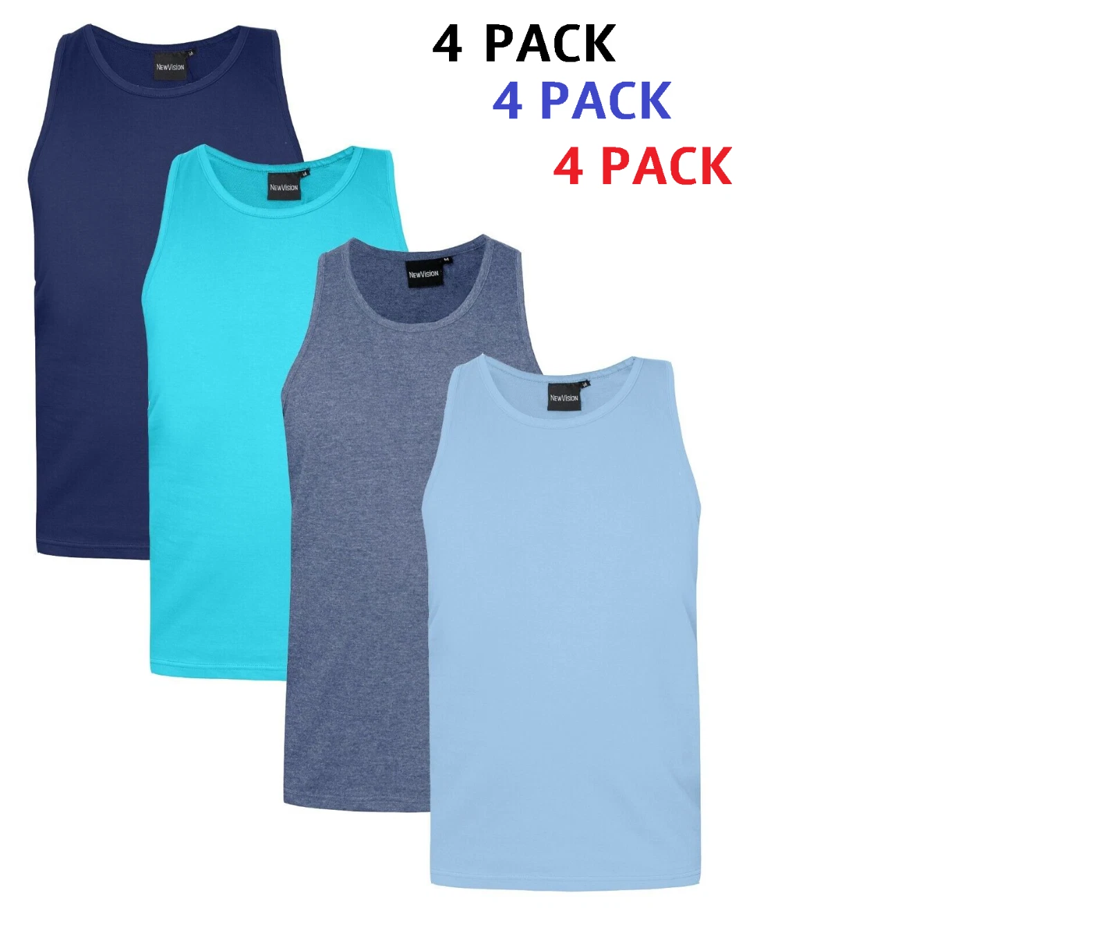 Mens vest gym top muscle vest King Size Big Tall tank top Sizes M - 8XL 4 PACK