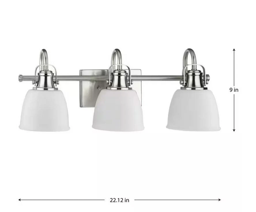 Vaidade Progress Lighting Preston 22" 3 luzes níquel escovado com vidro gravado - Imagem 2 de 4
