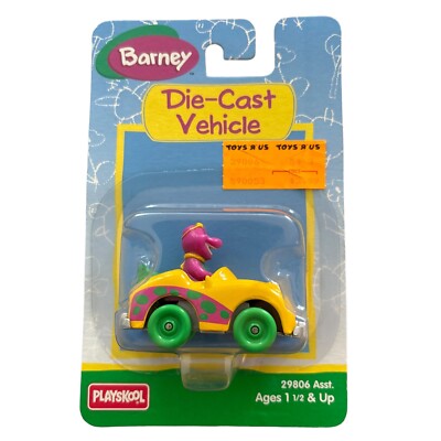 1997 PLAYSKOOL Barney Die-Cast Vehicle Barney In Race Car Sealed Card ...