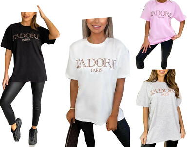 Damen T-Shirt Tee Baggy Fit Kurzarm Freizeit Spruch T Shirt Oversize Tops