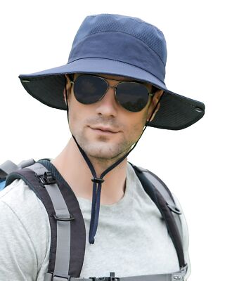 Mens Womens Sun Hat Wide Brim Breathable Mesh UPF 50+ Bucket Hat Waterproof F...
