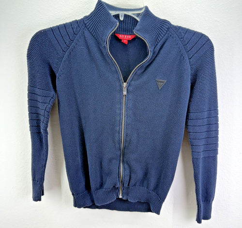 Kids VTG Guess Zip Up Sweater Blue Size 8