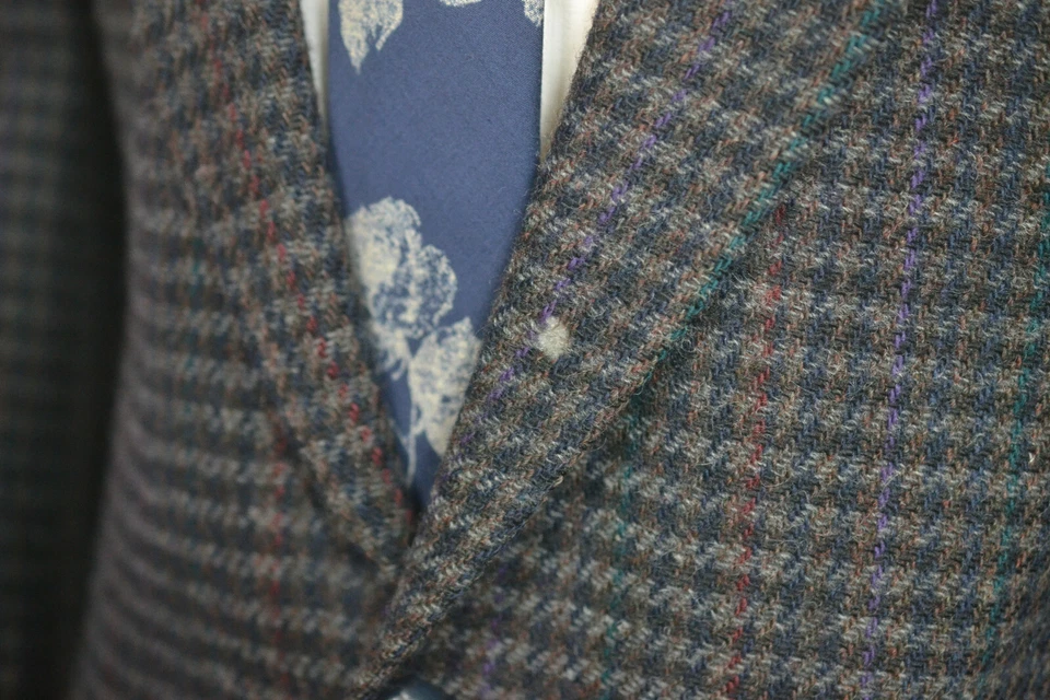 DAKS Mens Brown Check TWEED Wool Classic Fit Sport Coat Blazer Jacket SIZE 42L - Image 4 of 4