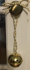 Sleigh Bell, 3.5” Diameter, Gold Finish, Cream And Gold Rope Tie, 