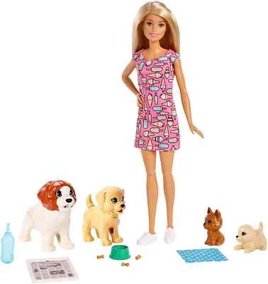 Barbie Doggy Day Care - blonde Barbie - Spielset mit vier Haustierwelpen