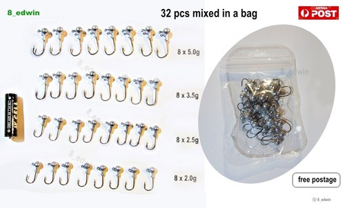 Lead Head Jigs Hooks Fishing Lures Soft Plastics Bait Bream Yellowtail Mackerel - Picture 4 of 51