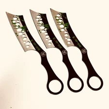 3 Pcs set Throwing Knife  7.9” Hunting Knife Set w/leather Sheath Zombie
