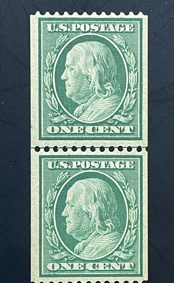 US  Stamps; Scott #348 Genuine Coil GUIDE LINE PAIR  M NH OG w/ PSE Cert $750 VF - Image 4 of 4