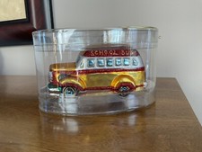 Yellow School Bus Glass Christmas Ornament  6  Long  Glitter Accents  New
