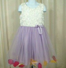 Flower Girl Easter Dress Formal Party Birthday Pageant Rose Petals Tulle Size 6