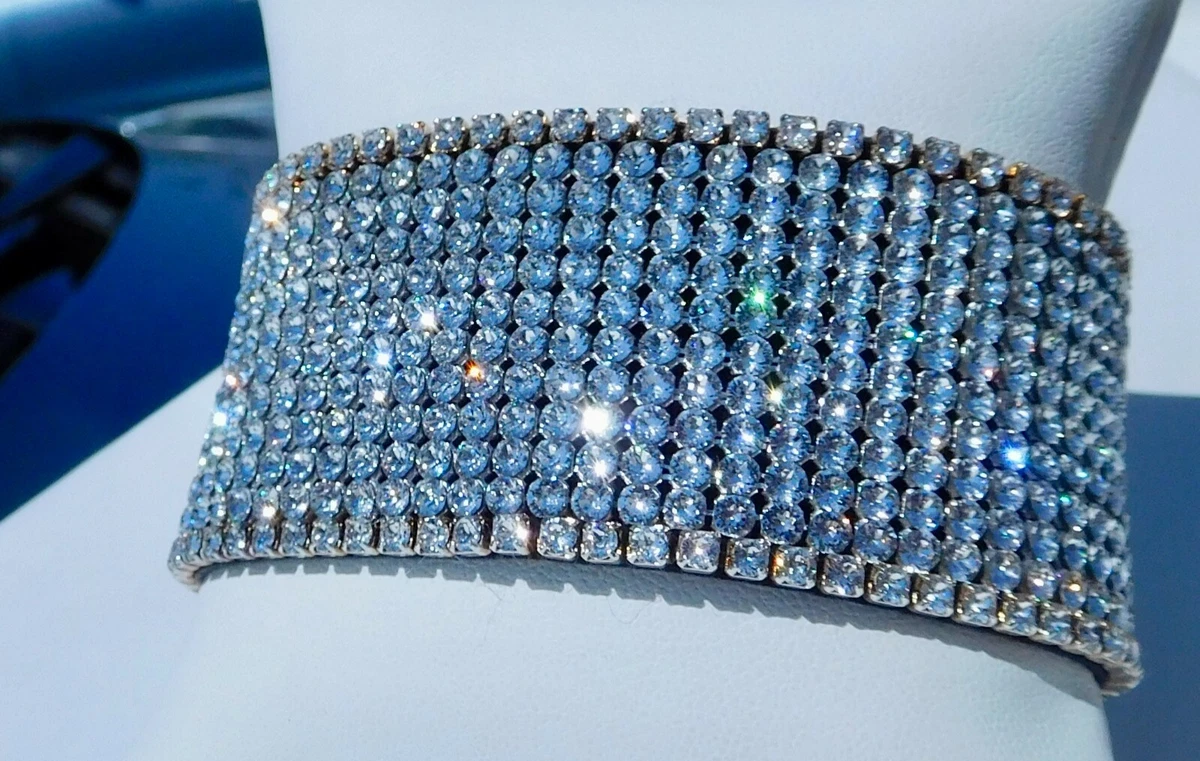 Stunning Signed Swarovski PARIS Bracelet Multi Row Gorgeous 7