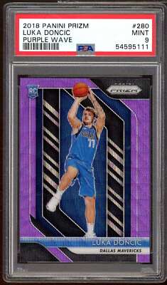 Luka Doncic Rookie Card 2018-19 Panini Prizm Purple Wave #280 PSA