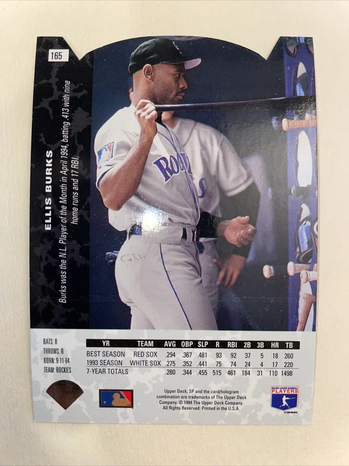 Ellis Burks 165, Upper Deck, SC113 - Image 2 of 2