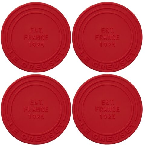 Le Creuset Silicone Coasters Pack of 4 Cherry Red - Picture 1 of 1