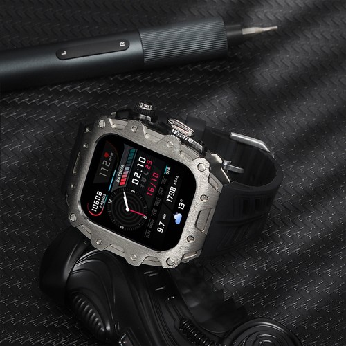 Cassa in lega di zinco cinturino silicone per Apple Watch serie 10 46mm cinturino cover metallo - Foto 8 di 28