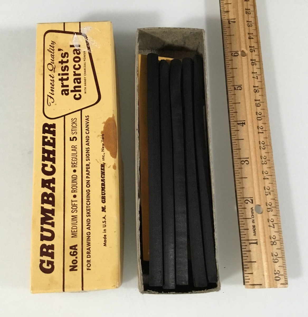 Grumbacher Artist's Charcoal No. 6A Medium Soft- Regular 5 Sticks