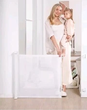 Retractable Baby Gate, Mesh Baby and Pet Gate 33" Tall, Extends up to 55" Wide,