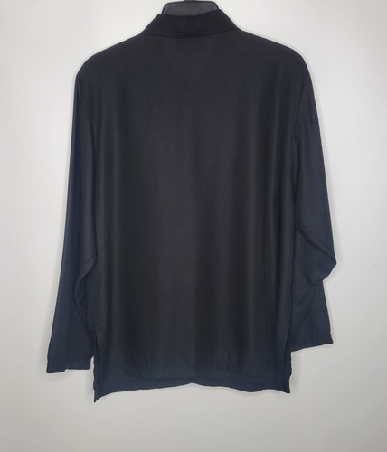 Blusa DAVID DART SPORT Talla Pequeña Lagenlook Vintage Manga Larga Negra Abotonada - Imagen 7 de 7