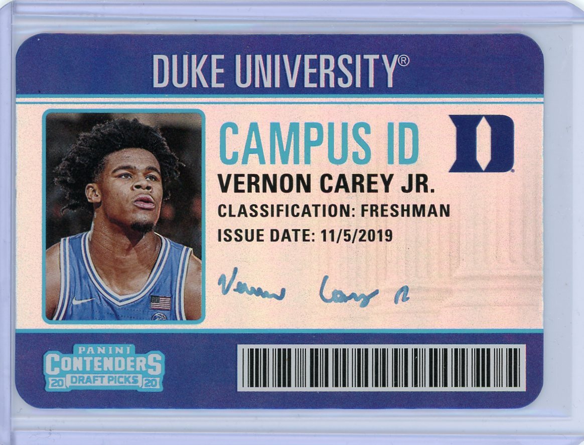 2020/21 Panini Contenders Draft Picks Campus ID #10 Vernon Carey Jr.