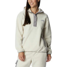 NWT Columbia Women's Snap Fleece Pullover Hoodie Chalk Size L 80 9D076