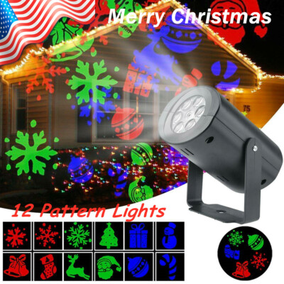 LED Christmas Projector Light Laser Landscape Xmas Moving Fairy Lamp Party Decor