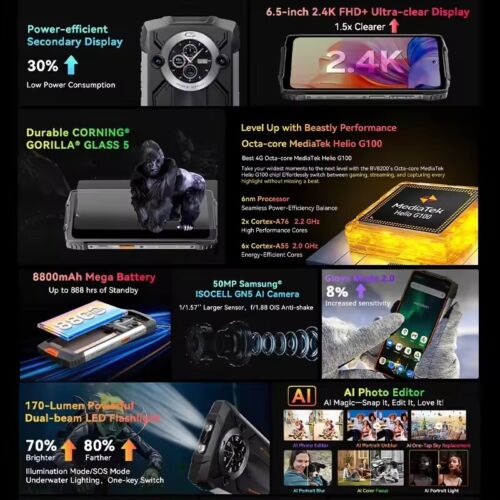 Blackview BV8200 Rugged Phone 6.5" 2.4K 120Hz Display NFC Flashlight Android 14 - Picture 2 of 15
