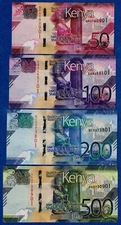 KENYA - 4 Note Set - 50 100 200 500 Shillings (2019) P -52 to 55 UNC Banknotes