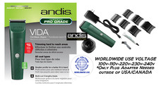 JUEGO DE CORTAPELOS INALÁMBRICO ANDIS VIDA - HOJA AJUSTABLE, PEINES GUÍA, *VOLTAJE MUNDIAL