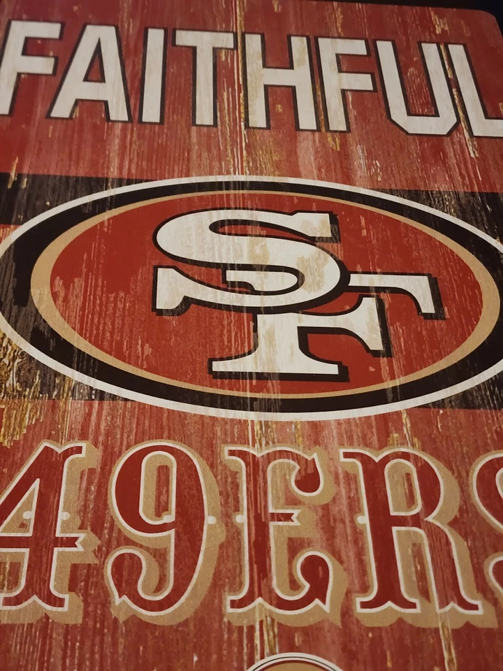 САН-ФРАНЦИСКО 49ERS СОСТАРЕННЫЙ ПОПУЛЯРНЫЙ ГОВОРЯЩИЙ ДЕРЕВЯННЫЙ НАЛЕТ 11 X 17 ПРЕДСТАВЛЯЮТ - Изображение 3 из 4