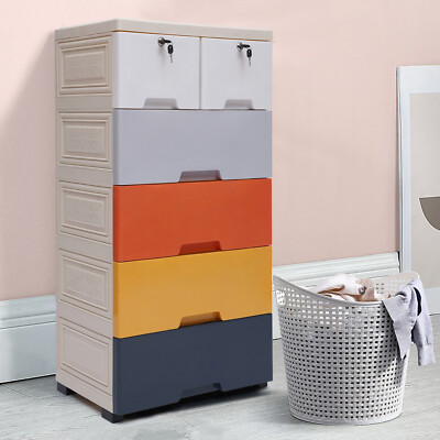 Large Capacity Free Standing Wardrobe Cabinet Clothes Plastic Cupboard 6 Drawers