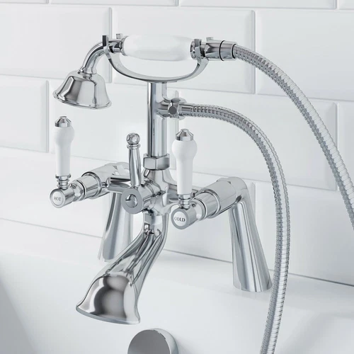 Traditional Bathroom Bath Shower Head Mixer Tap Lever Handle Polished Chrome