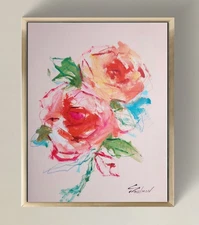 Expressive Floral Acrylic Painting on Canvas – Original Signed Art