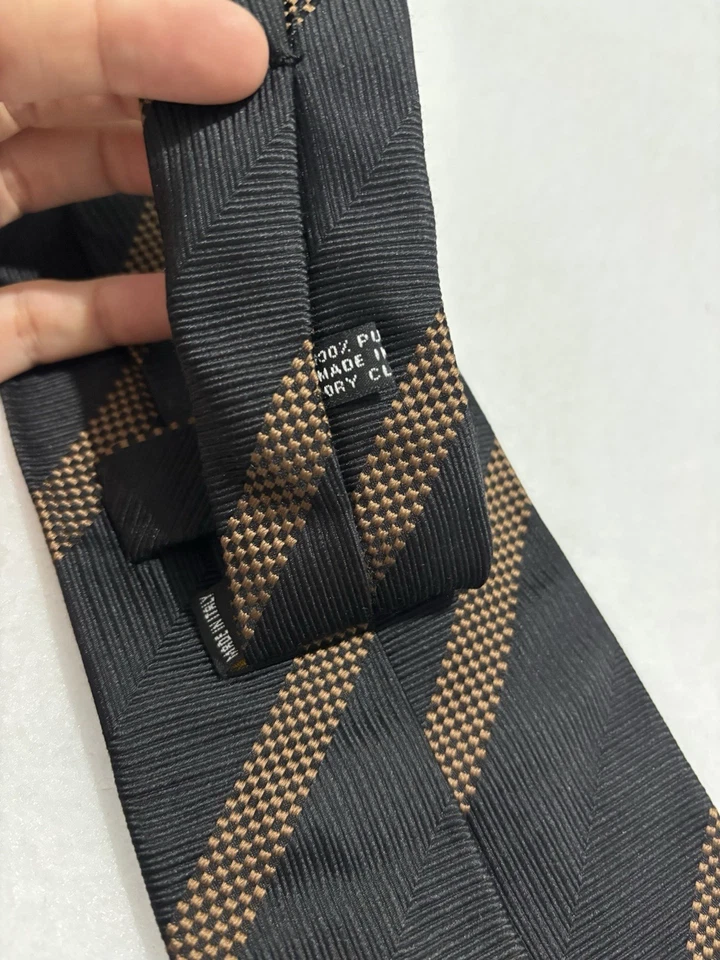 "Corbata de lujo 100 % seda para hombre Stefano Ricci rayas negras marrones 65""" Foto 3 de 4