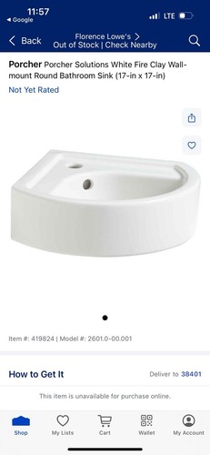 Porcher Porcher Solutions White Fire Clay Wall-mount Round Bathroom Sink