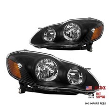 Headlight Assembly, Chrome Housing Amber Reflector Clear Lens Headlights Black