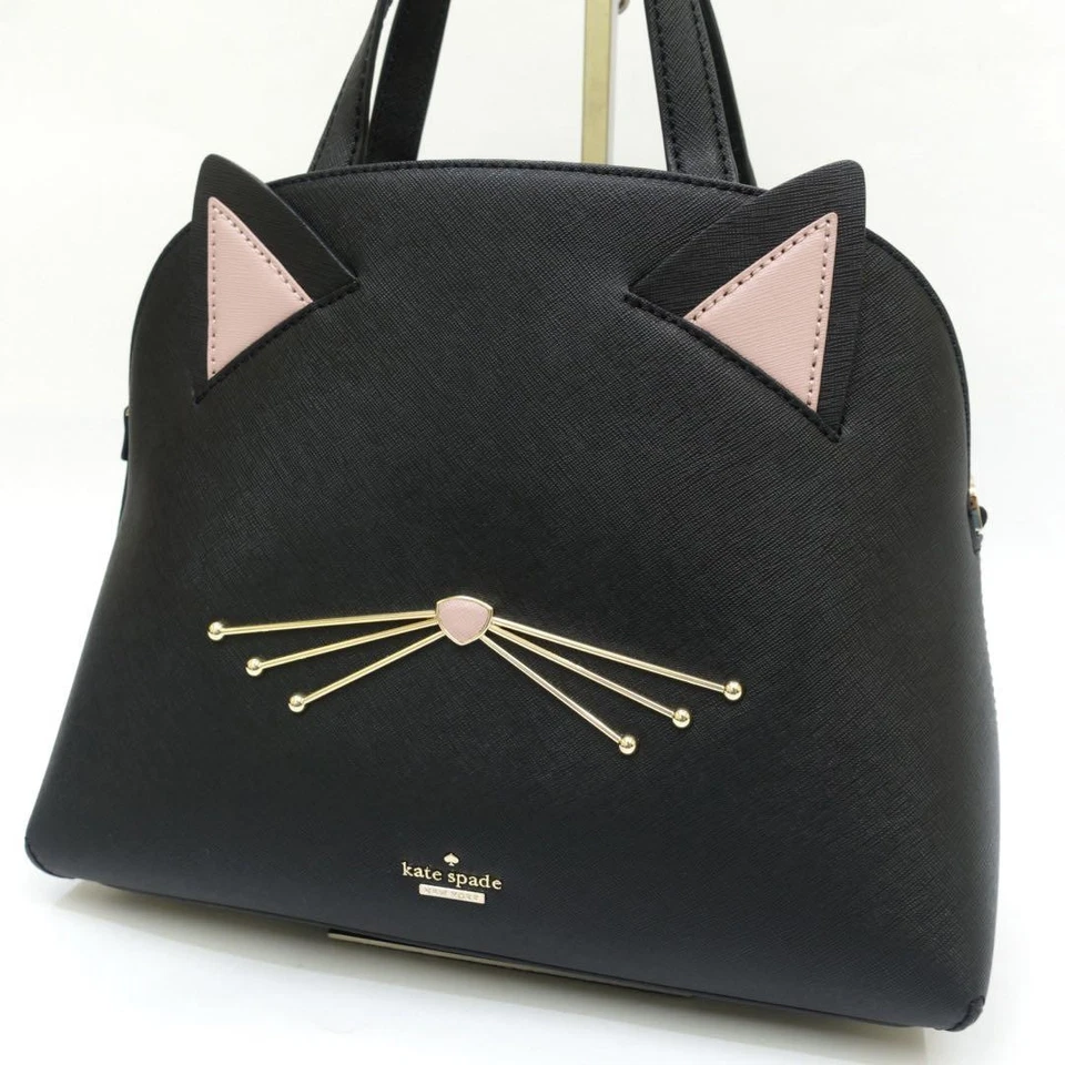 Bolso de Mano Kate Spade New York Cats Miao Cuero Negro Casi Como Nuevo Foto 4 de 4