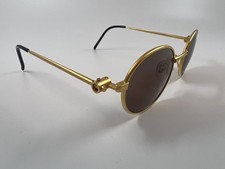 Jean Paul Gaultier 52-4101 Sunglasses Oval Gold Frame Gray Lens Vintage Used