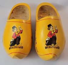 Pair of Vintage Heineken Beer Advertising Wooden Dutch Clogs